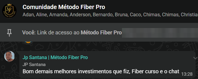 Depoimento de aluno do Método Fiber Pro no WhatsApp